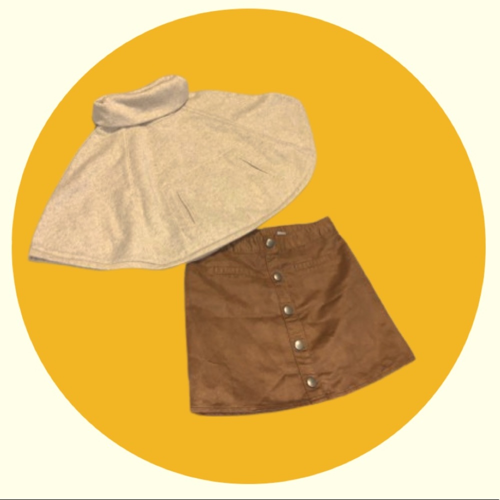 Girl outfit poncho top and mini skirt
